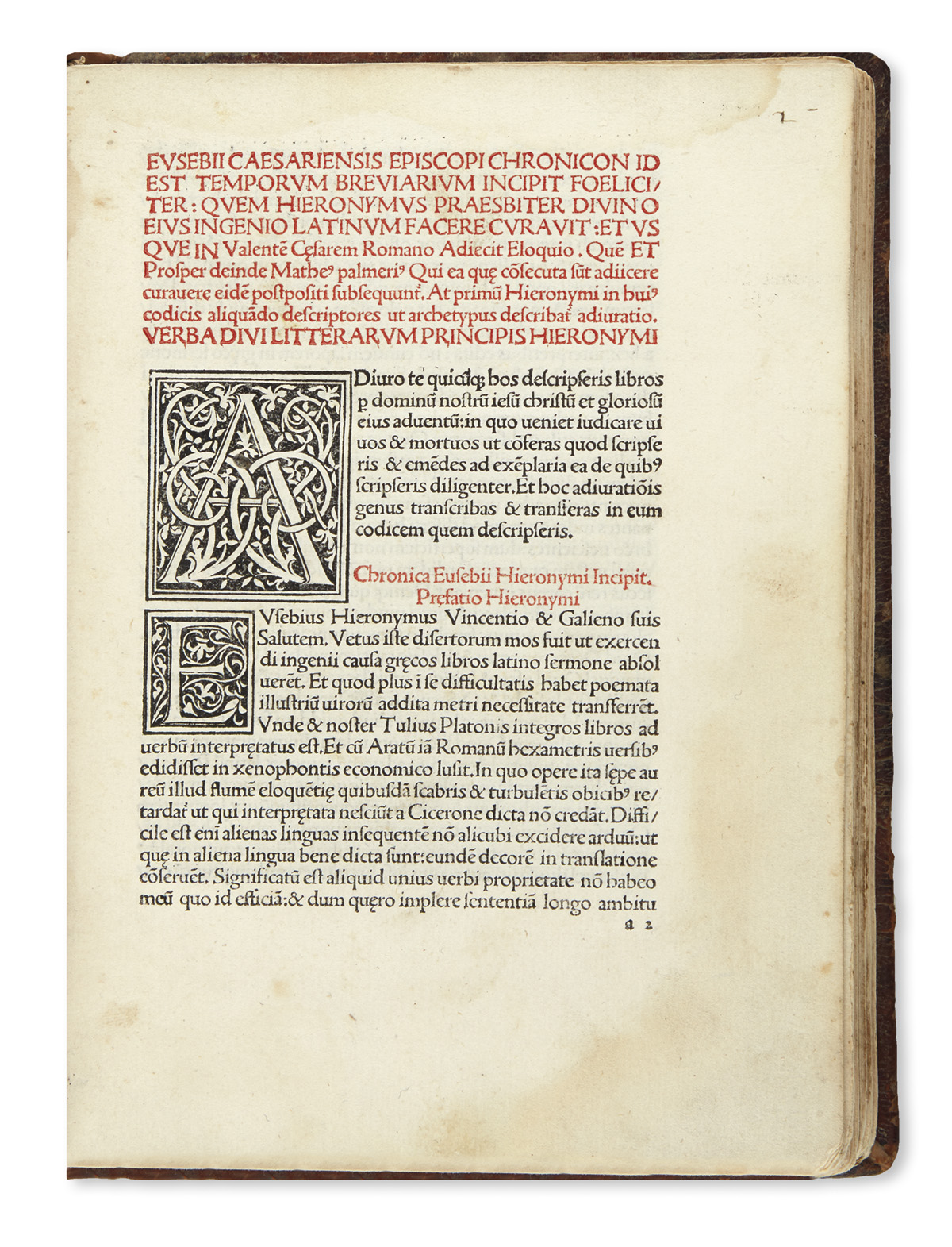 INCUNABULA  EUSEBIUS of Caesarea. Chronicon.  1483